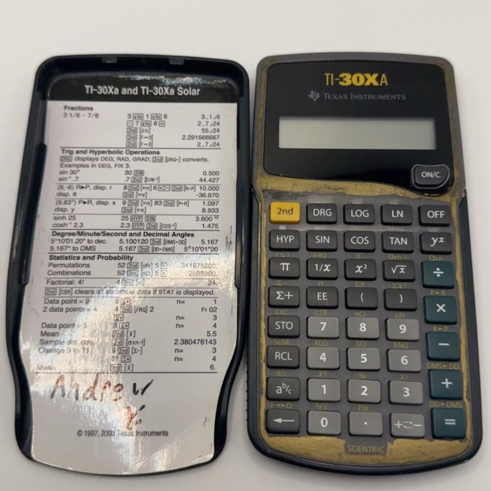 Texas Instruments TI-30Xa Solar Scientific Calculator w/ Cover & Guide